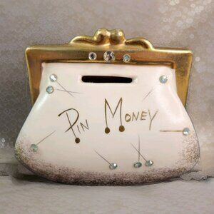 Vtg Bank Pin Money Wildwood Ceramics Purse Shaped Coin Piggy Handmade READ